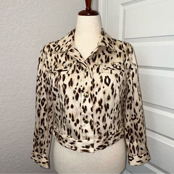 Chico’s Animal Print Button Front Crop Jacket Chicos - Picture 6 of 6